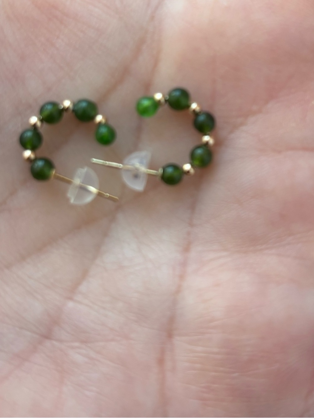 14K Real Gold Jade hoops (small)